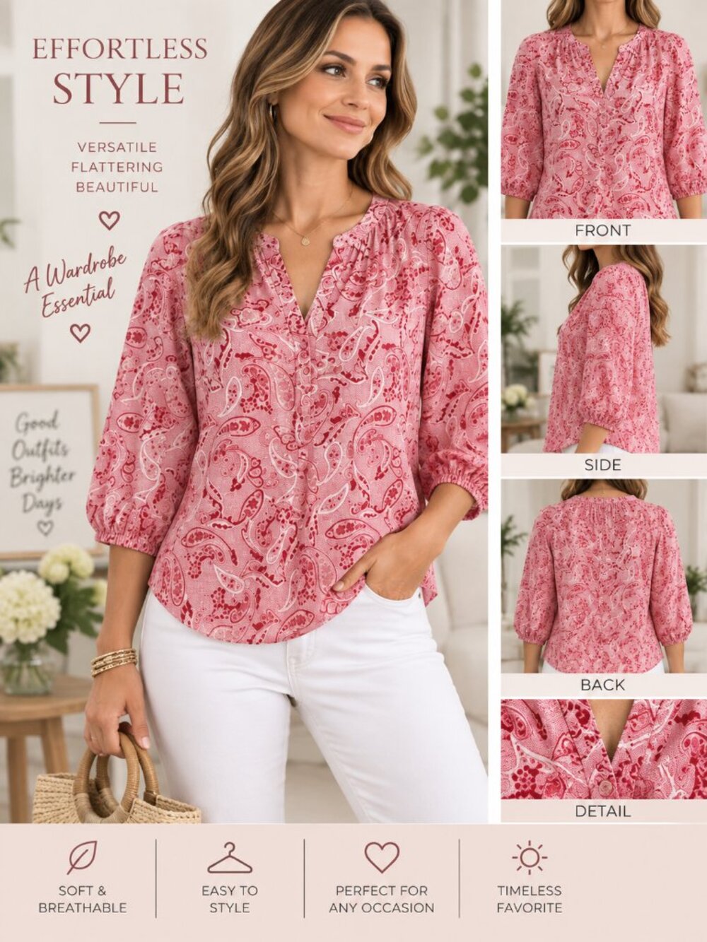 SOHO Jeans NY&C Paisley Blouse Top Size Large